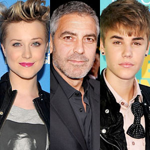 Evan Rachel Wood, George Clooney, Justin Bieber Evan Rachel Wood, George Clooney, Justin Bieber